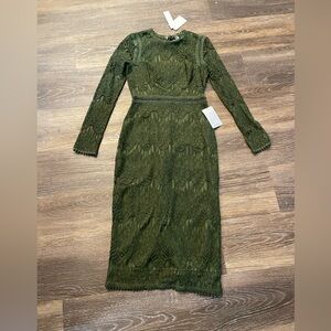 Love X Design Long Sleeve Lace Green Dress. XS. NWT